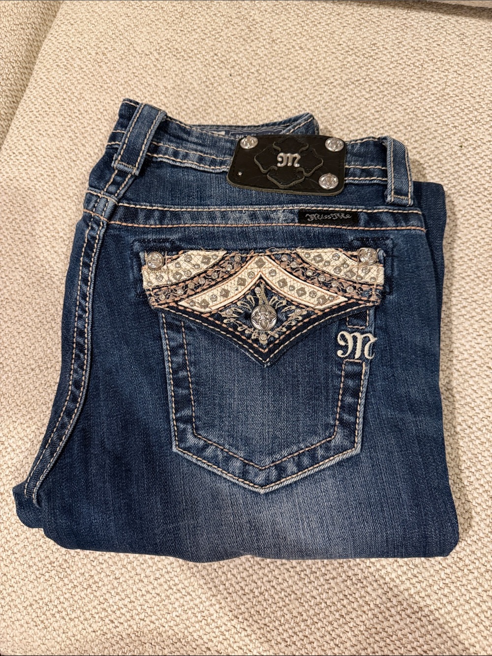 Miss Me Dark Blue Embellished Boot Cut Jeans